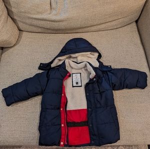 Baby Gap Navy Blue Puffer Jacket with removable hood